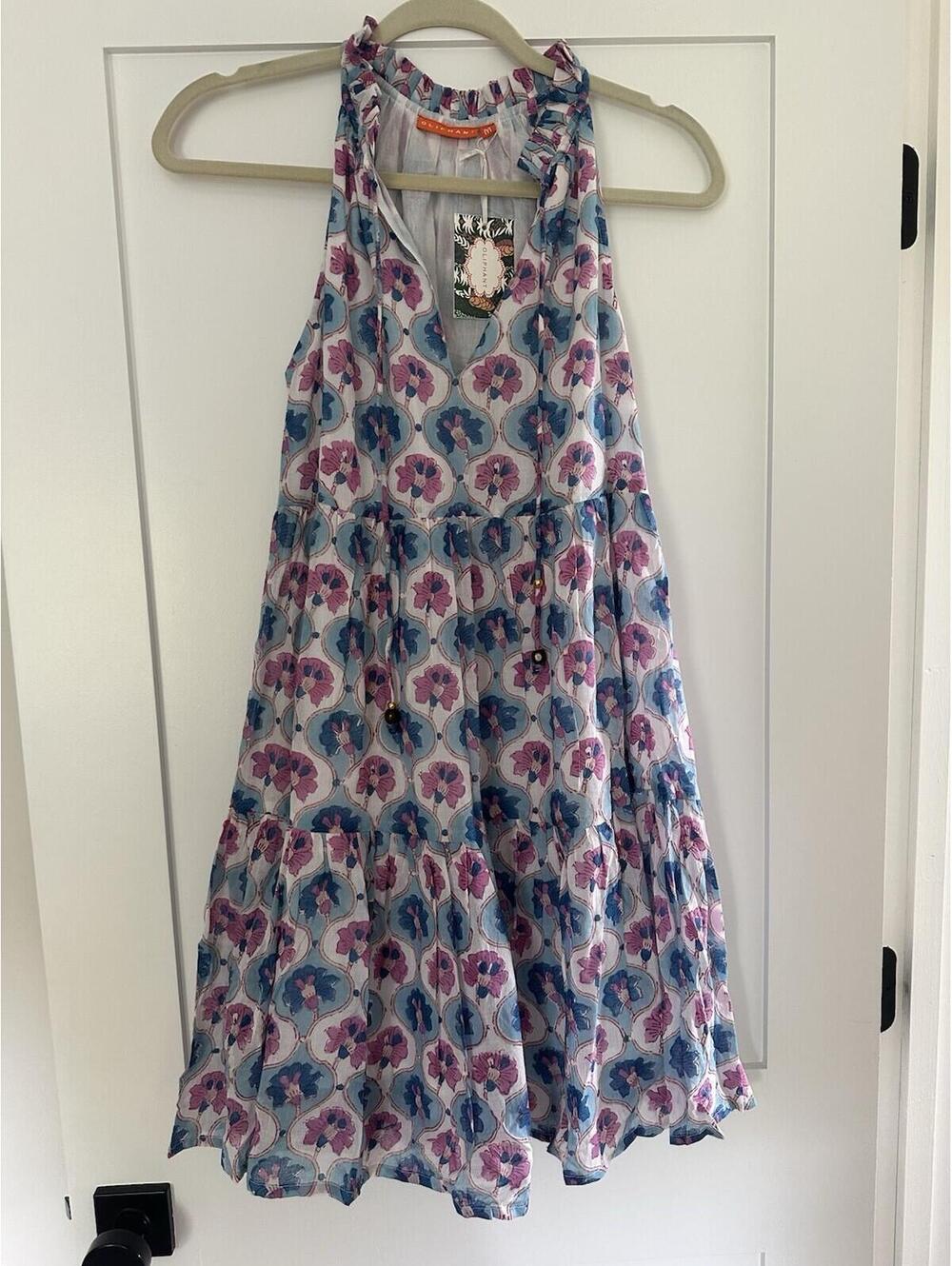 Oliphant NWT Women's Medium Iris Blue Tiered Mini Dress - Picture 2 of 9